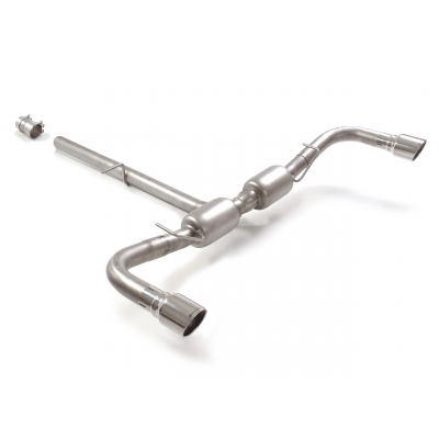 Silencioso trasero doble en acero inox con salidas redondas 90 mm Sport Line
 Línea con diámetro mejorado 60 mm </p>
 
 CON HOMO