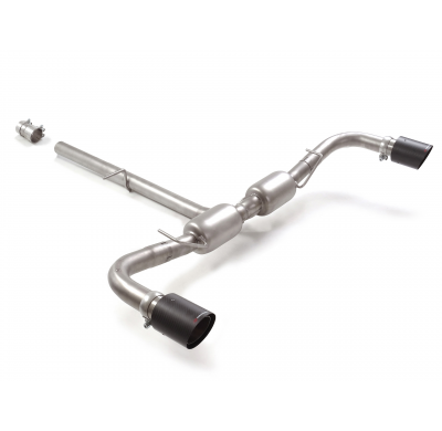 Silencioso trasero doble en acero inox con salidas redondas 90 mm Carbon Shot
 Línea con diámetro mejorado 60 mm </p>
 
 CON HOM