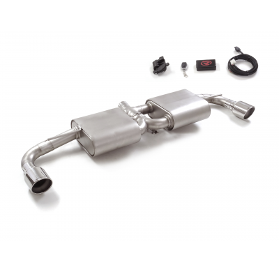 Silencioso trasero doble en acero inox con salidas redondas 102 mm Sport Line  </p>
 con válvula eléctrica integrada. El control