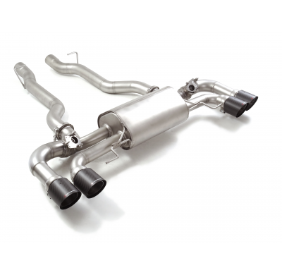 Silencioso trasero doble en acero inox con salidas redondas 2 / 100 mm Carbon Shot asimetricas</p>
 con valvulas integradas.Las