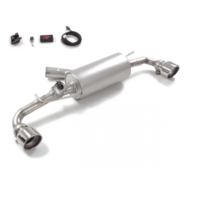 Silencioso trasero doble en acero inox con salidas redondas 114 mm Sport Line</p>
 con válvula eléctrica integrada. El control d