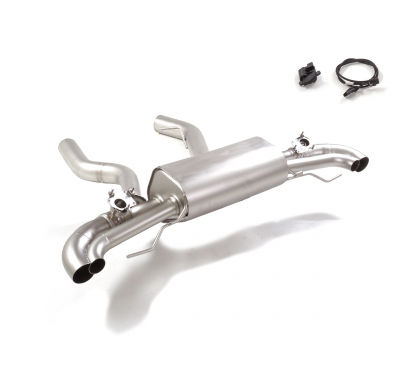 Silencioso trasero dobles en acero inox para codas estéticas originales
 con valvulas integradas.Las válvulas son accionadas med