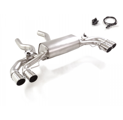 Silencioso trasero doble en acero inox con salidas redondas 2x90 mm Sport Line asimetricas
 con valvulas integradas.Las válvulas