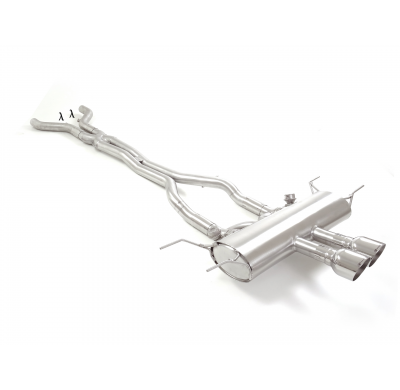 Tramo intermedio grupo N en acero inox + Silencioso trasero grupo N en acero inox con salidas redondas 2x114 mm Sport Line</p>