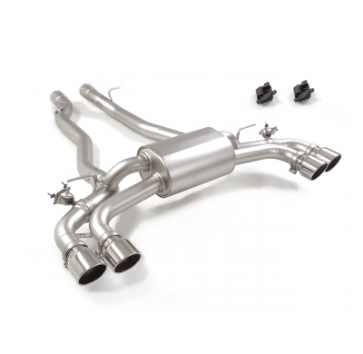 Silencioso trasero doble en acero inox con salidas redondas 2 / 102 mm Sport Line asimetricas</p>
 con valvulas integradas.Las v