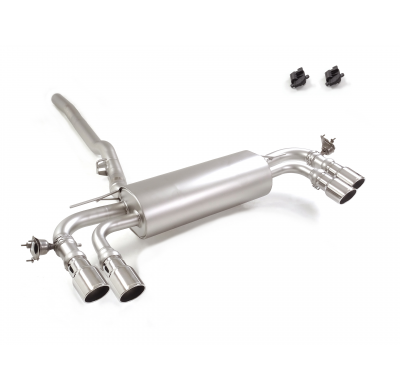Silencioso trasero doble en acero inox con salidas redondas 2 / 102 mm Sport Line asimetricas</p>
 con valvulas integradas.Las v