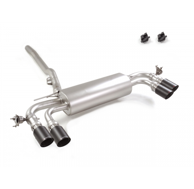 Silencioso trasero doble en acero inox con salidas redondas 2 / 100 mm Carbon Shot asimetricas</p>
 con valvulas integradas.Las