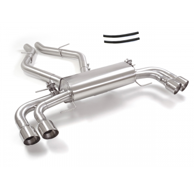 Silencioso trasero doble en acero inox con salidas redondas 2 / 102 mm Sport Line asimetricas</p>
 Con valvulas de depresión.</p