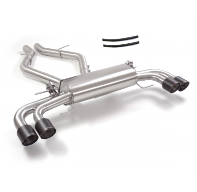 Silencioso trasero doble en acero inox con salidas redondas 2 / 100 mm Carbon Shot asimetricas</p>
 Con valvulas de depresión.</