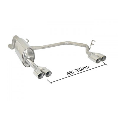 Escape Trasero Doble Acero Inox Salidas Redondas 2x70 Mm Sport Line Asimetricas - Modificación Del Parachoques Original - Añ