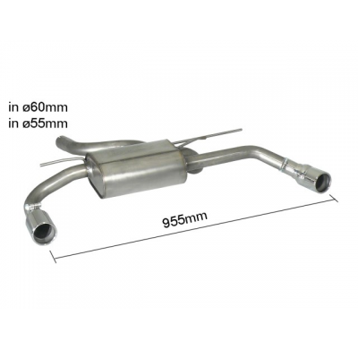 Escape Trasero Doble Acero Inox Salidas Redondas 80 Mm 
  Bmw Serie3 F30-F31-F34-F35 F30(Sedan) 320d (120kw) 10/2011>> Ragaz