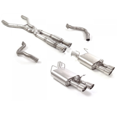 Tramo Intermedio Con Escape Acero Inox + Escape Trasero Doble Acero Inox Salidas Redondas 2x90 Mm Sport Line Asimetricas