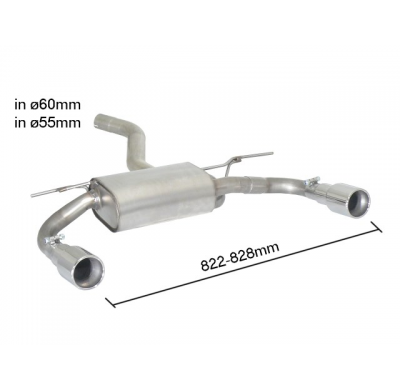 Escape Trasero Doble Acero Inox Salidas Redondas 90 Mm Sport Line
  Bmw Serie3 F30-F31-F34-F35 F34 (Gran Turismo) 320d - 320