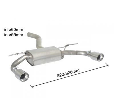 Escape Trasero Doble Acero Inox Salidas Redondas 90 Mm Sport Line
  Bmw Serie3 F30-F31-F34-F35 F34 (Gran Turismo) 320d - 320