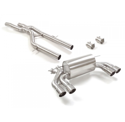 Tramo Intermedio Acero Inox + Escape Trasero Doble Acero Inox Salidas Redondas 2x90 Mm Sport Line Asimetricas 
 Con Valvulas