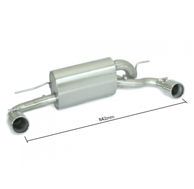 Silencioso trasero doble en acero inox con salidas redondas 90 mm 
 Modificación del parachoques original o Bajo paragolpes Rieg