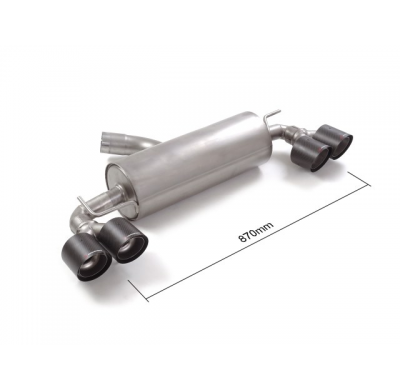Silencioso trasero doble en acero inox con salidas redondas 2 / 100 mm Carbon Shot asimetricas</p>
 Original rear bumper modific