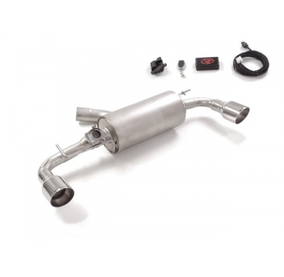 Silencioso trasero doble grupo N en acero inox con salidas redondas 102 mm Sport Line
 con válvula eléctrica integrada. El contr