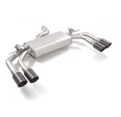 Silencioso trasero doble en acero inox con salidas redondas 2x90 mm Carbon Shot asimetricas 
 con valvulas integradas.Las válvul