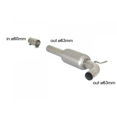 Tramo Intermedio Con Escape Acero Inox - Línea Con Diámetro Mejorado 63,5 Mm
  Volkswagen Polo 6r 2009>>2014 2.0r Wrc Street