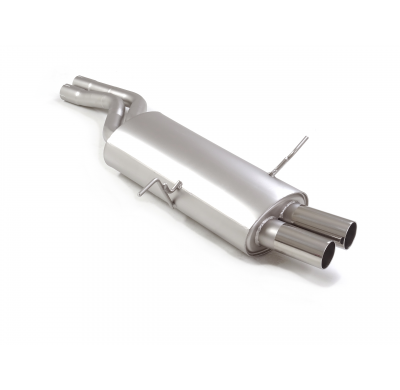 Silencioso trasero en acero inox con salidas redondas 2x70 mm Race Line asimetricas</p>
 Supresión de la válvula integrada.</p>