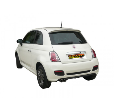 Escape Trasero Doble Acero Inox Salidas Redondas 2x70 Mm Asimetricas - Modificación Del Parachoques Original
  Fiat 500 (Typ