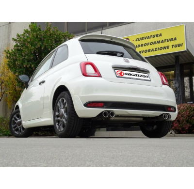 Escape Trasero Doble Acero Inox Salidas Redondas 2x70 Mm Asimetricas - Modificación Del Parachoques Original
  Fiat 500 (Typ