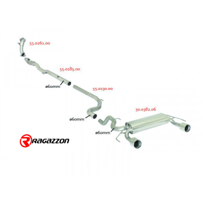 Tramo Intermedio Grupo N Acero Inox
  Opel Corsa D 1.6 Turbo Opc Nürburgring (155kw) 2011>> Ragazzon