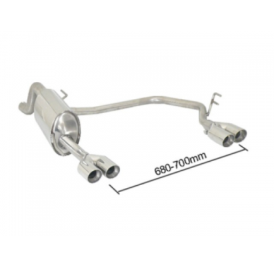 Escape Trasero Doble Acero Inox Salidas Redondas 2x70 Mm Sport Line Asimetricas - Modificación Del Parachoques Original - Añ