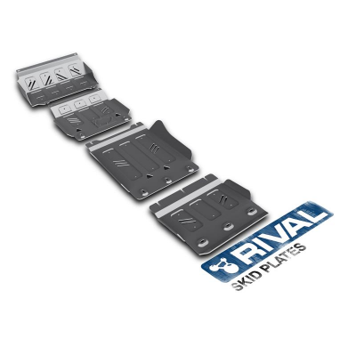 Protector Aluminio 4 mm Rival kit completo sin depósito (4 uds.) Mitsubishi Pajero Sport / Challenger / Montero Sport  3,0; 3,2