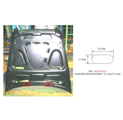 Audi A6 04-06*capo(Chapa) Con Agujeros Lava. (85.11x35.15mm)