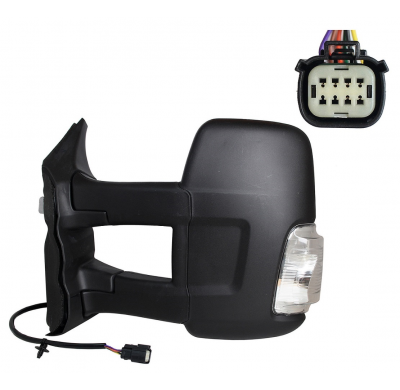 FORD TRANSIT 2019.05-*RETROVISOR IZQ ELECTRICO TERMICO CONVEXO CON PILOTO BLANCO BRAZO LARGO (CHASIS LARGO)16W 6PIN