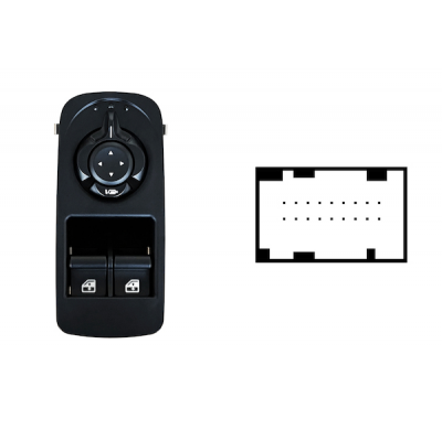 ALFA MITO 2008.08-* BOTONERA COMPLETA PUERTA DELANTERA IZQ + RETROVISOR (2 BOTONES)18PIN