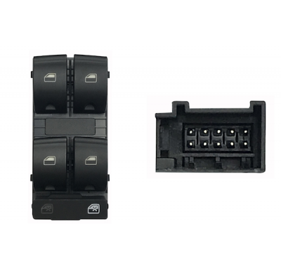 Audi A4/Exeo 04-*Interruptor Puerta Delanter. Izq(Negro/Blanco)(4 Botones)10pin