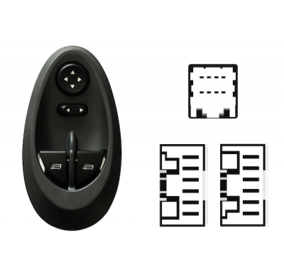 IVECO DAILY 00-*INTERRUPTOR PUERTA DELANTERA IZQ + ESPEJOS ELECTRICOS (2 BOTONES) 20PIN