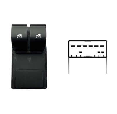 Fiat Grande Punto 2005.06-*Interruptor Puerta Delantero  Izq Conector Gris(2 Botones)9pin