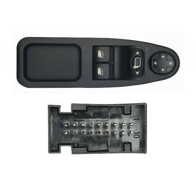 Fiat Scudo/Jum 07-*Interruptor Completo Puerta Delantero  Izq Negro + Retrovisor Con Sistema Confort (2 Botones)12pin