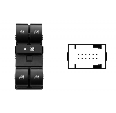 Fiat Doblo 2010.02-*Interruptor Puerta Elevalunas Delanter. Izq(4 Botones)12pin