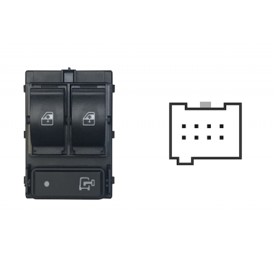 Fiat Doblo 2010.02-*Interruptor Puerta Elevalunas Delanter. Izq+bloqueo Puerta(2 Botones)8pin Conector Azul