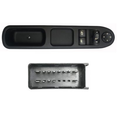Peugeot 207/Picas 06-*Interruptor Completo Puerta Delanter. Izq Con Sistema Confort + Retrovisor (2 Botones)13pin