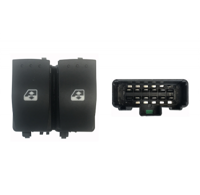 Renault Clio 01-*Interruptor Puerta Delanter. Izq (2 Botones) 10pin (Conector Negra)