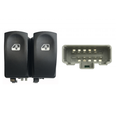 Renault Clio 05-*Interruptor Puerta Delanter. Izq (2 Botones) 10pin (Conector Gris)