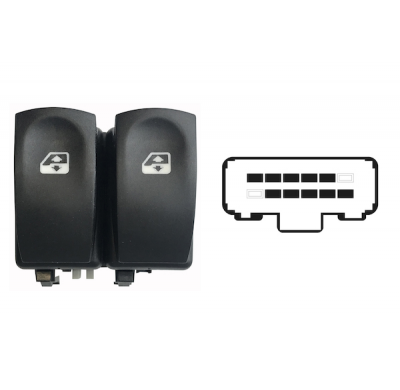 Renault Clio 05-*Interruptor Puerta Delanter. Izq (2 Botones) 10pin (Conector Blanco)
