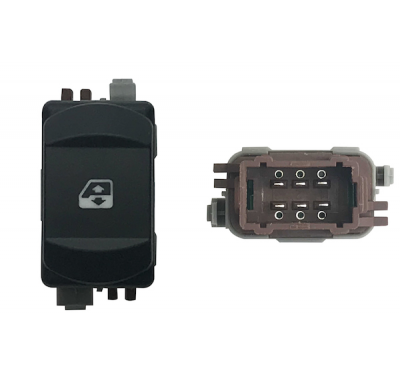 Renault Megane 06-*Boton Elevalunas Delanter. Dch 6pin (Conector Marron)