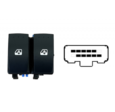 RENAULT MASTER III 2010.02-*INTERRUPTOR PUERTA DELANTERA IZQ 2 BOTNES 10PIN(FICHA AZUL)