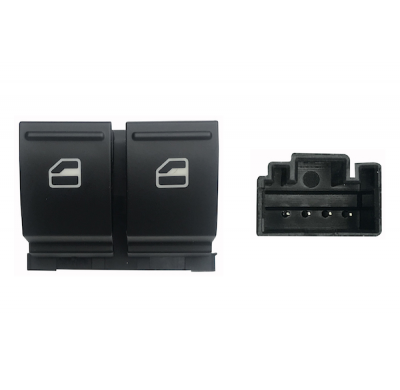 Seat/Vw Golf/Pas/Ibi/Leon 03-*Interruptor Puerta Delanter. Izq (Negro/Blanco) (2 Botones) 4pin