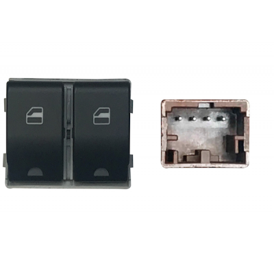 Vw Polo 02-*Interruptor Puerta Delanter. Izq(Elevalunas Traser. Dch/Izq)Negro(2 Botones)4pin