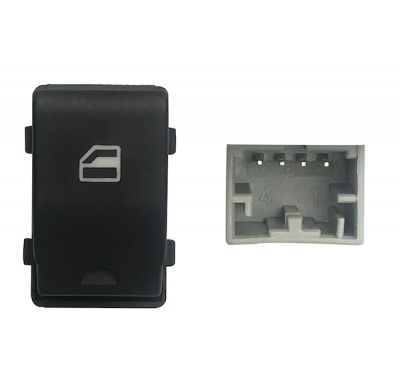 Vw Fox 2005-*Boton Elevalunas Delanter. Dch (Negro/Blanco) 4pin