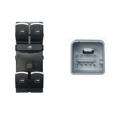 Vw Golf/Passat 08-*Interruptor Puerta Delanter. Izq(Negro/Cromado)(4 Botones)10pin