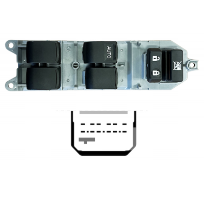 TOYOTA YARIS 2005.01-*INTERRUPTOR PUERTA DELANTERA IZQ (4 BOTONES)15PIN